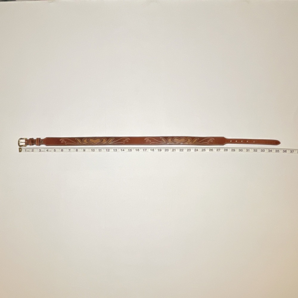 Leegin Genuine Leather Western Embossed Brown Belt Made in USA Size 30